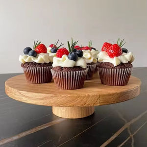 Natural Wooden Metal Single Tier Eco-Friendly Dishwasher <b>Safe</b> Cake Stand Tabletop Decorative Snacks Pastry Serving Display Stand - Product Image 1