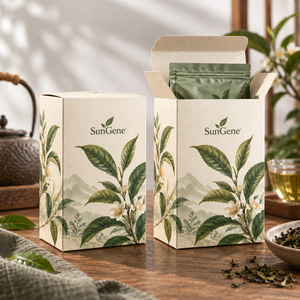 Caja de cartón con cierre automático SunGene Cream Botanical para té de hojas finas - Product Image 5