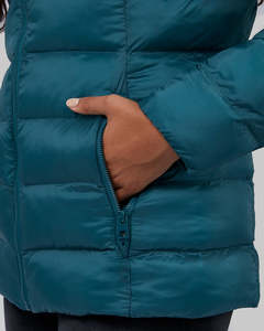 Blouson matelassé unisexe à capuche bleu sarcelle, respirant, coupe-vent, avec fermeture éclair, décontracté, hiver, coupe ajustée, couleur unie, polyester polaire - Product Image 5