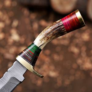 Cuchillo Nórdico de Acero de Damasco de 6 Pulgadas con Hoja Fija y Punta Clip para Caza/Camping/Desollado/EDC, Mango de Cuerno de Ciervo, Grado Industrial, Personalizado - Product Image 4
