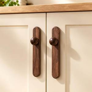 Poignées de meubles en bois de noyer personnalisées, boutons de tiroir, poignées de porte et de fenêtre modernes pour armoires de cuisine, écologiques et durables - Product Image 1