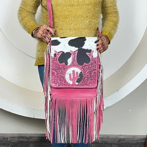 New High Quality Trend Hand Tooled Genuine Leather Fringe Crossbody Handbag for Women Designer Bag Luxury Vintage Shoulder Bags - Product Image 4