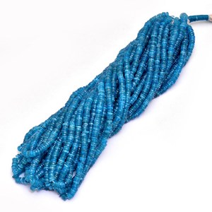 GEMS PARADISE Natural Blue Apatite Smooth Heishi Tyre Shape Gemstone Beads 4/5mm Loose <b>Spacer</b> Blue Beads Jewelry Making Bulk - Product Image 6