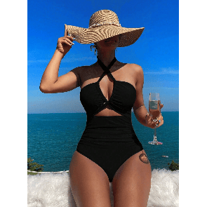 Costume da bagno intero sexy da donna 2025 con scollo a V e cut-out, controllo pancia, push-up, bikini e abbigliamento da spiaggia - Product Image 1