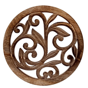 Sous-plat rond artisanal en bois d'olivier massif, support de protection thermique pour cuisine, protection de table naturelle unique - Product Image 2