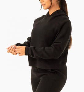 OEM Custom Winter Pullover Hoodie <b>Women</b> Casual Long Sleeve <b>Black</b> <b>Crop</b> <b>Top</b> Front Loose Hoodies New Classic Breathable Streetwear - Product Image 1