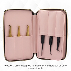 Estuche Profesional para Pinzas de Extensión de Pestañas, Organizador de Transporte con Cierre y Múltiples Ranuras Elásticas - Product Image 3
