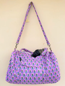 Handcrafted Quilted Cotton Duffle <b>Bag</b> <b>Large</b> Eco-Friendly Luxury Sport Weekender Lightweight Secure <b>Zip</b> Closure Durable - Product Image 1