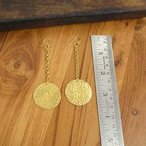 <b>Gold</b> Plated Brass Threader Drop <b>Earrings</b> | Filigree Flower Chain <b>Dangle</b> <b>Earrings</b> Ethnic Style Party Occasion Boho Jwellery Bazar - Product Image 2
