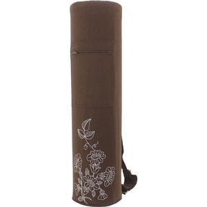 Sac de transport pour tapis de yoga en coton brodé avec sangle réglable et poche zippée, housse de rangement écologique pour le fitness - Product Image 2