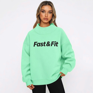 Sweat-shirt tricoté pour femme à prix raisonnable, style streetwear décontracté, coupe épaules tombantes, respirant et écologique, avec motif sur le devant - Product Image 1