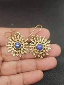 Natural <b>Lapis</b> <b>Lazuli</b> Brass Dangle Drop Earrings Gold Plated Handmade Gemstones Women Boho Jewelry Gift Wholesale - Product Image 1