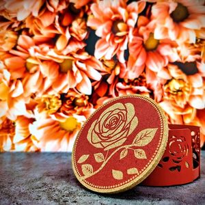Juego de 6 Posavasos Decorativos para Bebidas y Tazas Mango Steam con Soporte Metálico, Posavasos de Corcho con Estampado de Rosas Rojas - Product Image 2