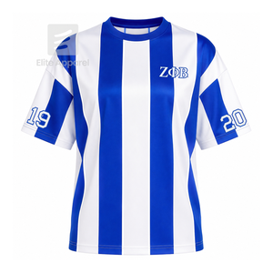 Custom Zeta Phi Beta Sorority Sweatshirt Striped Short Sleeve blue & white Casual Style for female with polyester lining - Product Image 1