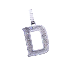 925 Sterling <b>Silver</b> Personalized D <b>Initial</b> <b>Pendant</b> Yellow Gold Tone Fashion Necklace for Men and Women with Moissanite Stones - Product Image 1