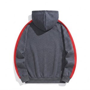 Custom Men's Gray <b>Red</b> Color Blocking Hooded Tracksuit Set Casual Knitted Cotton Autumn Wear Activewear Joggers Sweatshirt Pants - Product Image 4