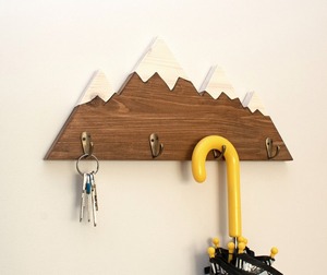 Premium Mountain Design Wooden <b>Key</b> Holder <b>Wall</b> <b>Hook</b> For Home And Office Stylish Storage Organizer With Creative Design - Product Image 5