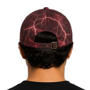 หมวกเบสบอลลายสายฟ้าสีแดงเลือดหมู ปรับขนาดได้ ผ้าฝ้าย สไตล์ Dad Hat แฟชั่นสตรีทแวร์ กีฬา ยูนิเซ็กซ์ รับผลิตตามแบบ OEM ODM ขายส่งจากโรงงาน - Product Image 2