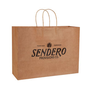 Sacs en papier kraft brun écologiques, durables, biodégradables, de luxe, avec logo personnalisé, pour les promotions des supermarchés - Product Image 1