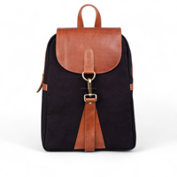 Mochila de cuero de lona de alta calidad unisex con logotipo personalizable Bolso de noche universitario pequeño Cierre de cremallera Marrón para chicas adolescentes