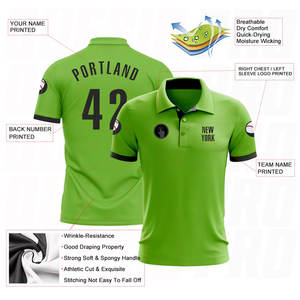 Polo de golf personnalisé, respirant et anti-transpiration, pour l'entraînement et les loisirs, vert fluo et noir - Product Image 3