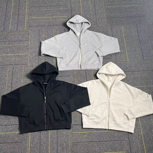 New Arrival Custom Color Cropped Zip Up Hoodie Cotton Sweatshirt Personalized Printing Streetwear Zipper <b>Crop</b> <b>Top</b> Hoodie - Product Image 1