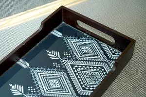Bandeja rectangular de madera para servir, plato decorativo para la cena, plato geométrico para té y café, para el hogar y hoteles - Product Image 6