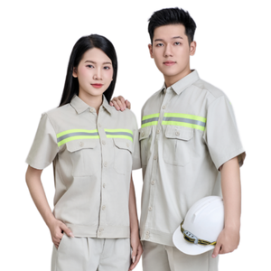 เสื้อทำงานนิรภัย FMF แบบยูนิเซ็กซ์ สะท้อนแสง ป้องกันไฟฟ้าสถิตย์ ป้องกันรังสียูวี ปลอดสารพิษ บริการ OEM สีเทา แขนสั้น ผลิตจากโพลีเอไมด์ - Product Image 1