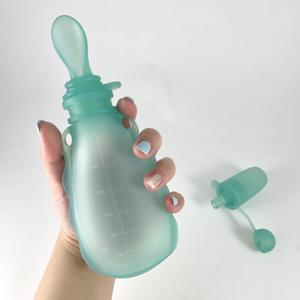 Pochettes en silicone réutilisables pour aliments pour bébés, pochettes à presser pour purée, cuillère d'alimentation pour tout-petits, conteneur de stockage alimentaire rechargeable pour nourrissons - Product Image 1