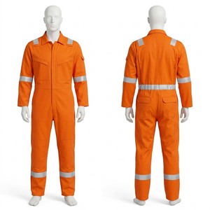 Combinaison de travail pour hommes, 240 GSM, polycoton sergé, orange, uniforme de sécurité, bande réfléchissante, multi-poches, logo personnalisé, vêtements de travail industriels professionnels - Product Image 1