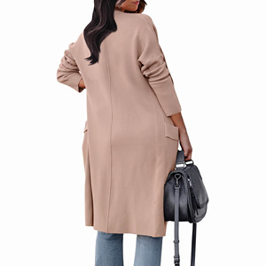 Custom <b>Women's</b> <b>Long</b> Cable Knit <b>Cardigan</b> Open Front Patch Pocket Duster Sweater OEM ODM Casual Winter Wear - Product Image 3