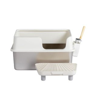 กระบะทรายแมวสแตนเลสขนาดใหญ่พิเศษ พร้อมขอบสูงสำหรับแมวตัวใหญ่ สะดวกด้วยตัวกรองแบบเหยียบและฝาปิด - Product Image 2