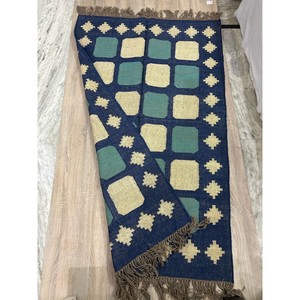 Assured Quality Geometric Area Rug Rectangle Blue Green Beige Bohemian Style Flat Pile Living Room Decor - Product Image 2