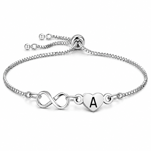 925 Sterling Silver Heart <b>Infinity</b> Chain <b>Bracelet</b> for Women Romantic Everyday Wear Adjustable Dainty Charm Jewelry - Product Image 6