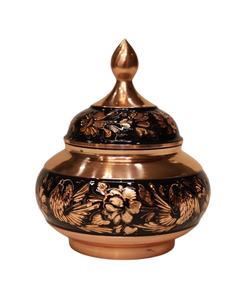 โถใส่น้ำตาลทองแดงดีไซน์อาหรับหรูหรา ลายหินเทอร์ควอยซ์  ชามใส่ขนมตกแต่งพร้อมฝาปิด ภาชนะเก็บของในครัว ของตกแต่งกลางโต๊ะ - Product Image 1