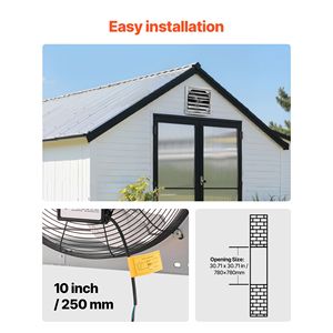 Ventilatore di Scarico con Serranda da 6900 CFM, 30 Pollici, Montaggio a Parete, Motore AC, Acciaio Resistente, 2 Applicazioni: Hotel e Camper - Product Image 6