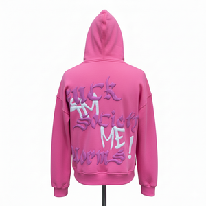 Sudadera con capucha para hombre, hecha a medida, de alta calidad, 100% algodón puro, estilo urbano, con logo impreso en relieve personalizado en la parte delantera y trasera en varios colores. - Product Image 2