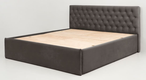 Modern Upholstered <b>Bed</b> Frame <b>Queen</b> <b>Size</b> Soft <b>Bed</b> with Tufted Headboard and Fabric Upholstery Minimalist Design - Product Image 3