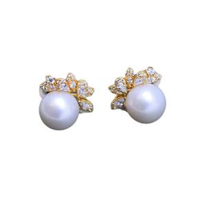 Boucles d'oreilles clous en perles d'eau douce de 11 mm haut de gamme Zhuji pour femmes, en or 18 carats, perles blanches australiennes Aurora Race, clous tendance - Product Image 5