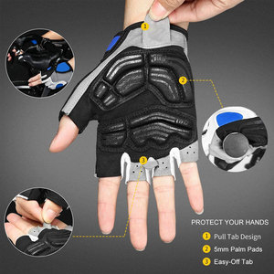 Gants de cyclisme demi-doigts respirants en PU, unisexes, noir, blanc, bleu, design à panneaux, style à enfiler, ajustement universel - Product Image 5