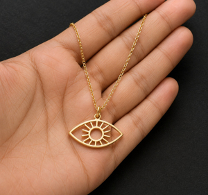 Collar con Colgante de Plata de Ley 925 Chapado en Oro de 18K con Protección para los Ojos, Colgante Minimalista con Temática, Unisex, para Uso Diario, Colgante Fino - Product Image 3