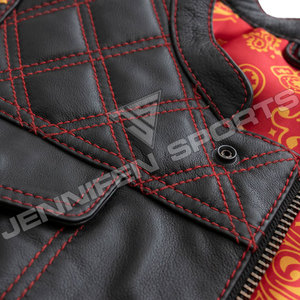 Chaleco Corto de Cuero Vacuno Genuino para Mujer, Diseño de Diamantes, Cortavientos, para Motociclismo, Ropa de Calle, Invierno - Product Image 3