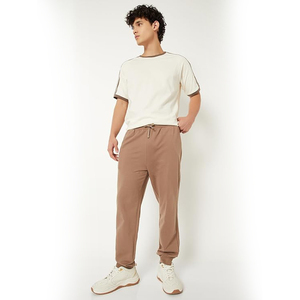 Men's <b>Brown</b> Cotton Sweatpants Elastic Waist Drawstring Casual <b>Joggers</b> With Side Pockets Autumn Wear - Product Image 5