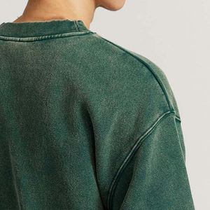 Sweat-shirts pour hommes sur mesure, délavés à l'acide, style basique, épaules tombantes, style urbain, avec boutons, hiver, prix abordable, OEM - Product Image 3