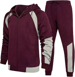 <b>Men's</b> Black Red Color Blocking Hooded Tracksuit Full Zip <b>Jacket</b> Matching Pants Casual Sportswear Winter Breathable Reversible - Product Image 5
