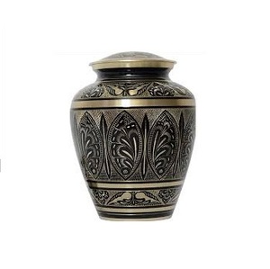 Metal Latón Cremación Decorativo Negro y Oro Acabado Clásico Bandera americana Urna de cremación Diseño completamente grabado - Product Image 4