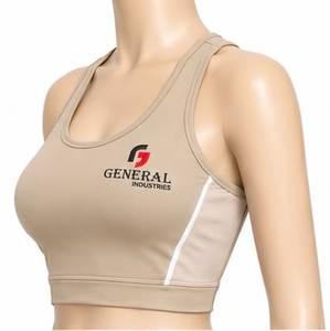 เสื้อกล้ามสปอร์ตบราคอกลมสีเบจสำหรับผู้หญิงจาก General Industries ระบายอากาศได้ดี ดีไซน์สีตัดกัน - Product Image 2