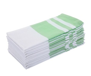 Ensemble de torchons de cuisine en coton rayé, fil teint écologique, blanc avec bords colorés, rectangulaires, tissés, lavables en machine pour usage domestique - Product Image 5