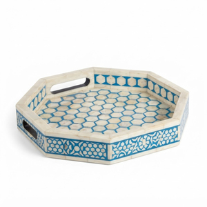 Bandeja Decorativa Hecha a Mano con Incrustaciones de Hueso, Bandeja de Servir de Lujo con Patrón Geométrico para Mesa de Centro, Bandeja de Mosaico de Madreperla al por Mayor - Product Image 4