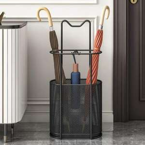 Porte-parapluies classique en métal, support décoratif finition laiton antique, fixation murale/sur pied, capacité 10 parapluies, pour entrée et salon - Product Image 5